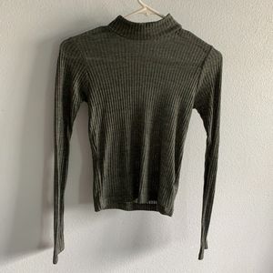 Cute long sleeve ribbed top, mock neck